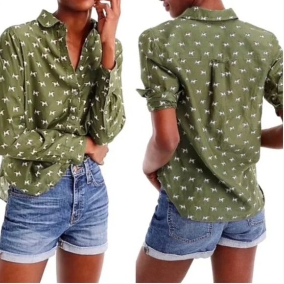 J. Crew Tops - J. Crew Terrier Dog Long Sleeve Popover Shirt